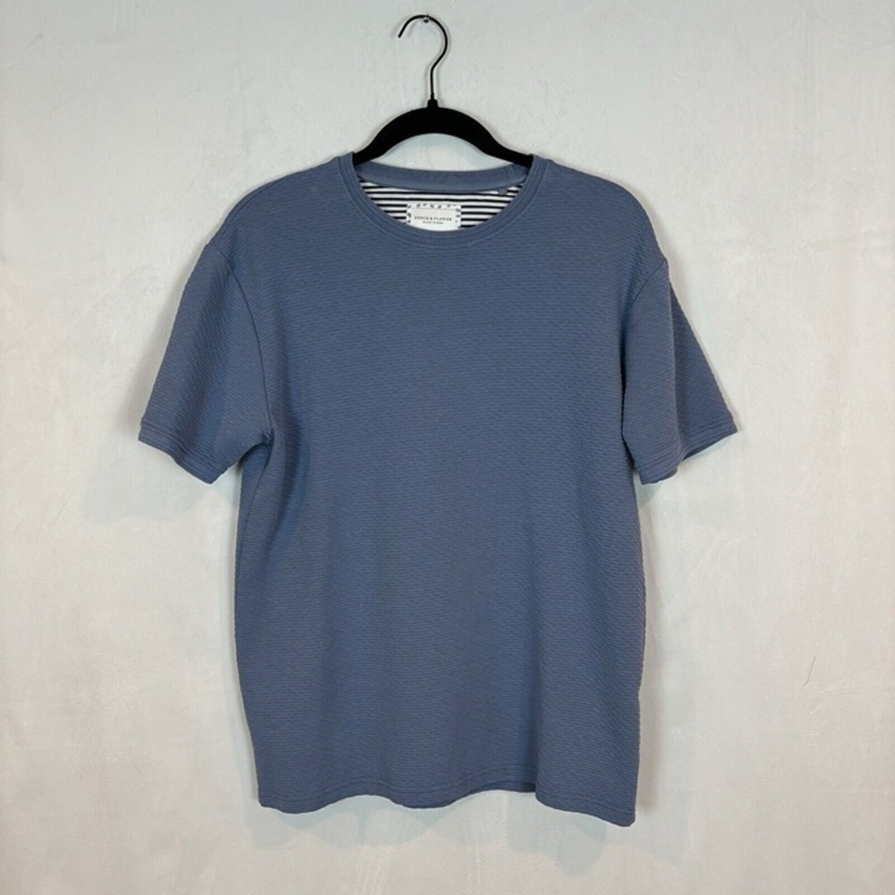 Denim & flower Ricky Singh Women's Blue Knit Cotton Blend Crew Neck Shirt Size M